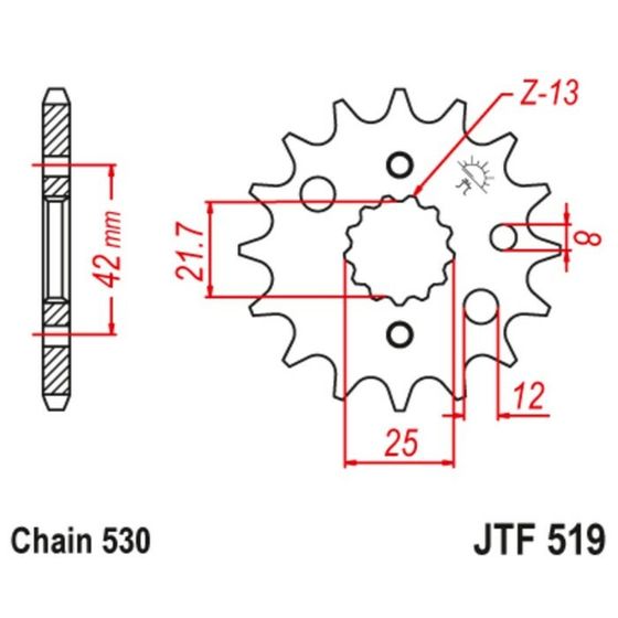 Звезда ведущая JT sprockets JTF519-16, цепь 530, 16 зубьев