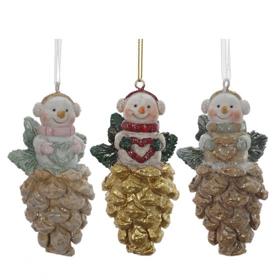 Фигурка декоративная подвесная &quot;Снеговик&quot;, L4,5 W3 H9 см, 3в.