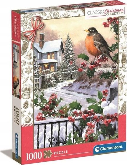 Clementoni CLE puzzle 1000 ChristmasColl.Robin_Holly 81501