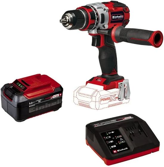 Дрель-шуруповерт аккумуляторная Einhell PXC TE-CD 18 Li Brushless 18В 1Акб 5.2Ач и ЗУ (4513850SET)