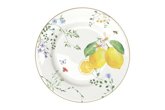 Тарелка закусочная, 19 см, фарфор P, белая, Цветы и лимоны, Fleurs et Citrons