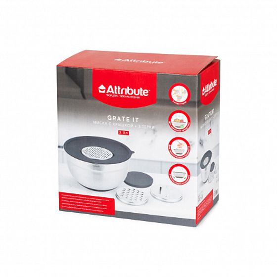 Миска GRATE IT 3л с крышкой 3 терки