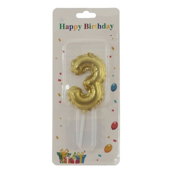 Свеча для торта "Цифра 3", L3,5 W1 H10 см