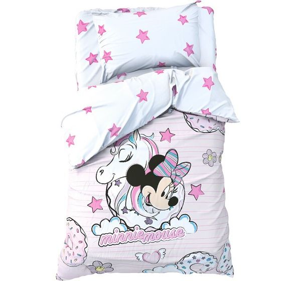 Детское постельное бельё 1,5 сп &quot;Minnie Mouse&quot; с единорогом, 143*215 см, 150*214 см, 50*70 см -1 шт, поплин
