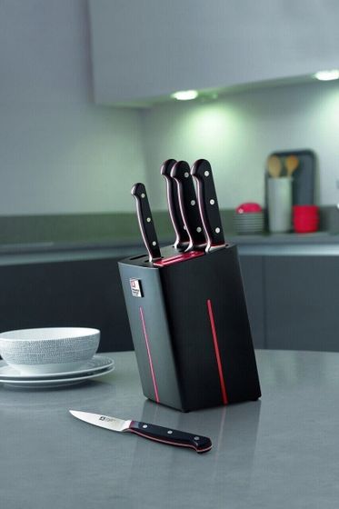 Richardson Sheffield VELOCITY - 5 pc knife block with sharpener - black