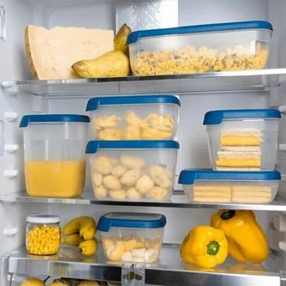 Емкость для морозилки и СВЧ GRAND CHEF 1.2л прямоугольная (синяя крышка)