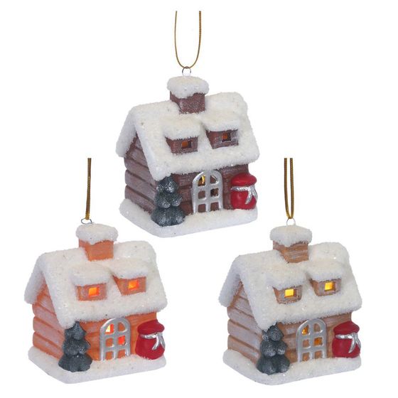 Украшение новогоднее "Домик" с подсветкой (LR44 2 шт), L7 W5,5 H8 см, 3в.