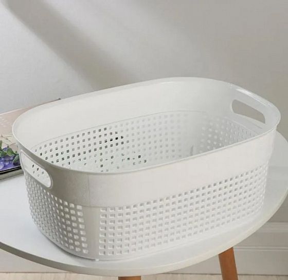 Корзинка Лофт 12л овальная белая/мокко