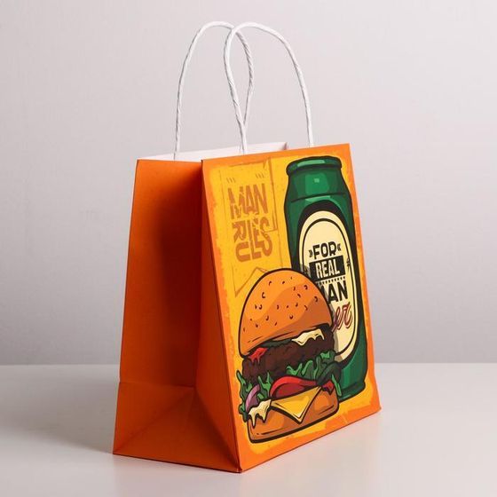 Пакет крафтовый 2 штуки Man rules, 22 × 22 × 11 см.