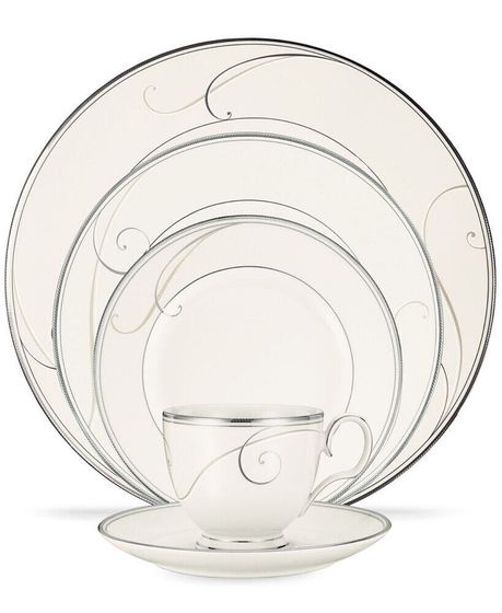 Dinnerware, Platinum Wave Round 5 Piece Place Setting