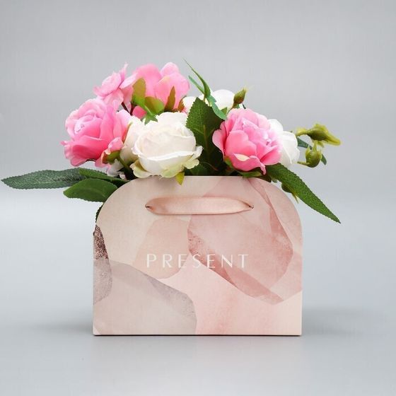 !09 Комплект из 5 переносок для цветов 17×13×7 см.:Переноска складная "Life is so good" 2 штуки + Переноска складная "Present" 3 штуки