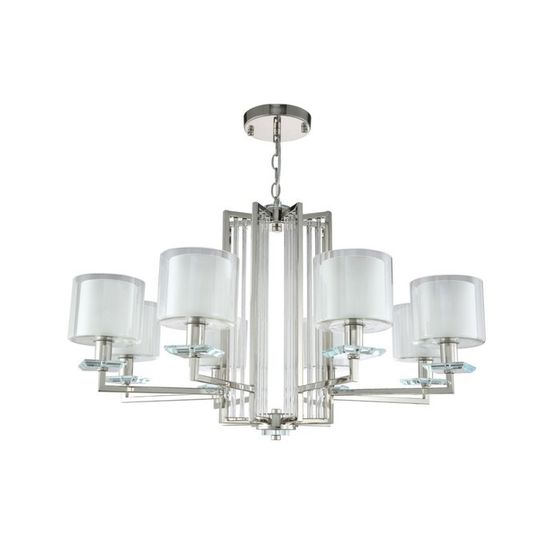 Люстра Crystal Lux, Nicolas 3400/308, E14, 8х60 Вт, 51,3х86х86 см, цвет никель