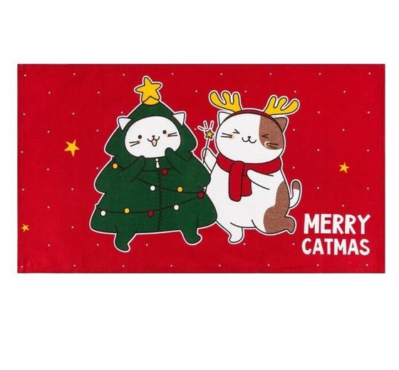 !09 Комплект из 3-х полотенец: Полотенце "Merry catmas" 35х60 см,100% хлопок 160 г/м2