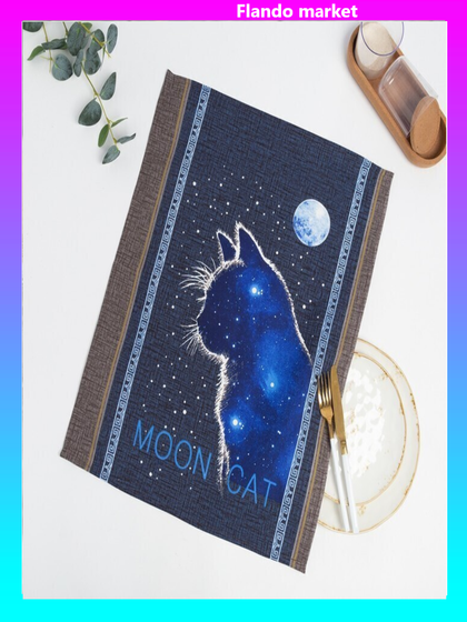 !09 Комплект из 2-х штук - Полотенце рогожка «Лунный кот» размер 45х60см, 170г/м? 100% хлопок