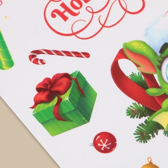 !09 НАБОР 2 ШТУКИ - Наклейка интерьерная «Счастливого Нового года», 21 × 29.7 см.