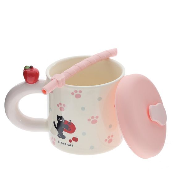 Кружка с крышкой и трубочкой, 330 мл, L14 W9 H14 см, 4в.