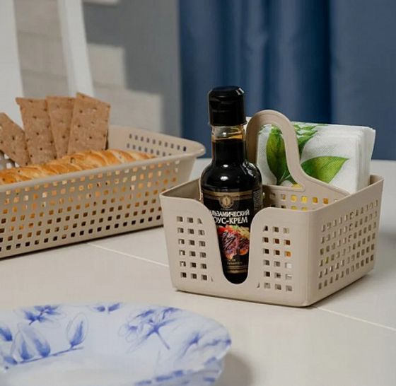 Органайзер переносной ЛОФТ слоновая кость 150х150х160мм с перегородкой