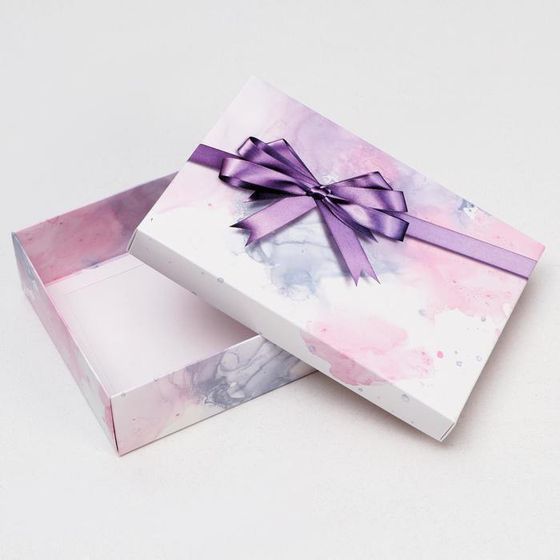 !09 Набор 3 штуки, Коробка подарочная «Бант», сиреневая, 21 х 15 х 5 см