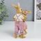 !09 Сувенир полистоун "Танцующие кролики, в розовых нарядах" 14,5х6,5х9 см