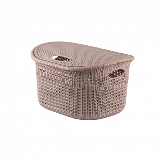 Корзина для белья 24л с крышкой розовая