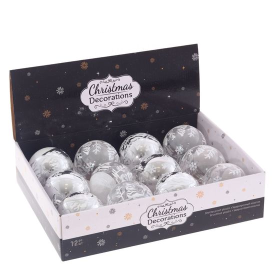 Набор из 12шт Украшение новогоднее &quot;Шар&quot;, D 8 см, L35 W27 H9 см