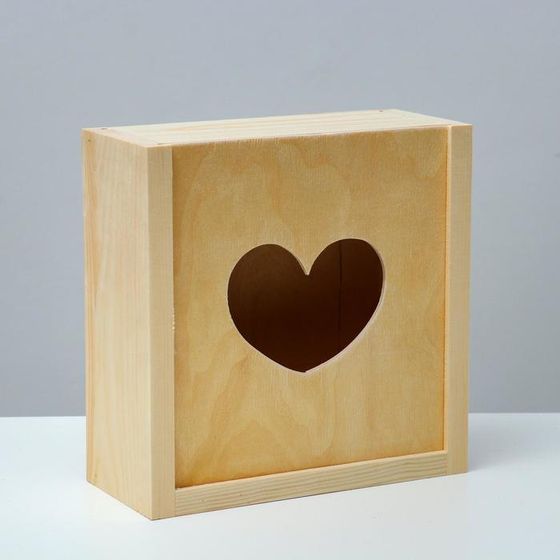 Кашпо деревянное 20×20×9 см &quot;Шкатулка, сердце&quot;