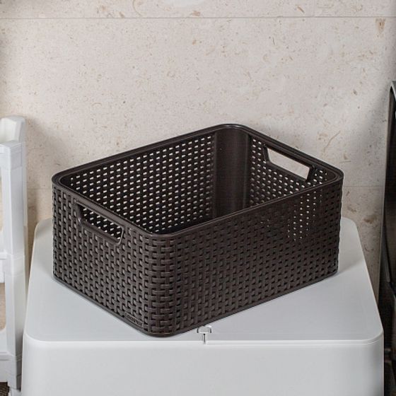 Корзина RATTAN STYLE BOX M крышка тёмно-коричневая