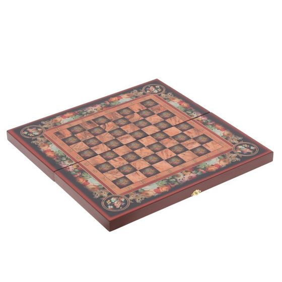 Игра настольная 3 в 1 (шахматы, шашки, нарды) "Цветы", L50 W25 H6 см