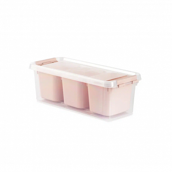 Контейнер для хранения GRAND розовый 3 секции 11.3x27.3x9см высокий
