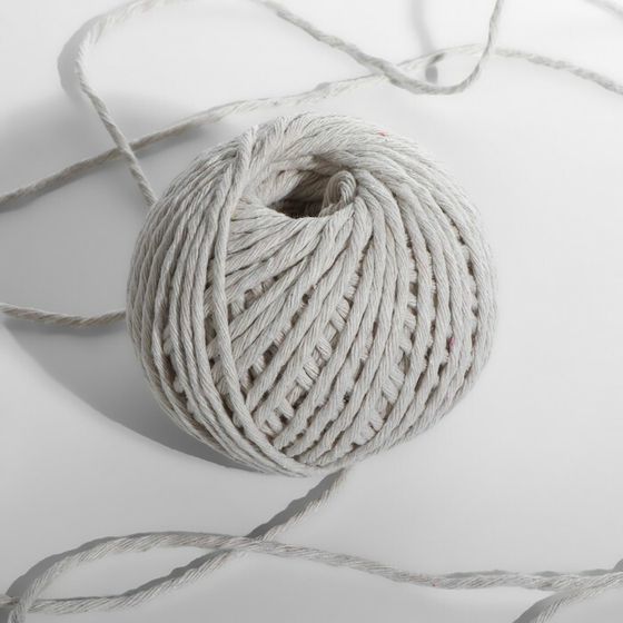 Шнур для плетения, хлопчатобумажный, 50 м, цвет белый