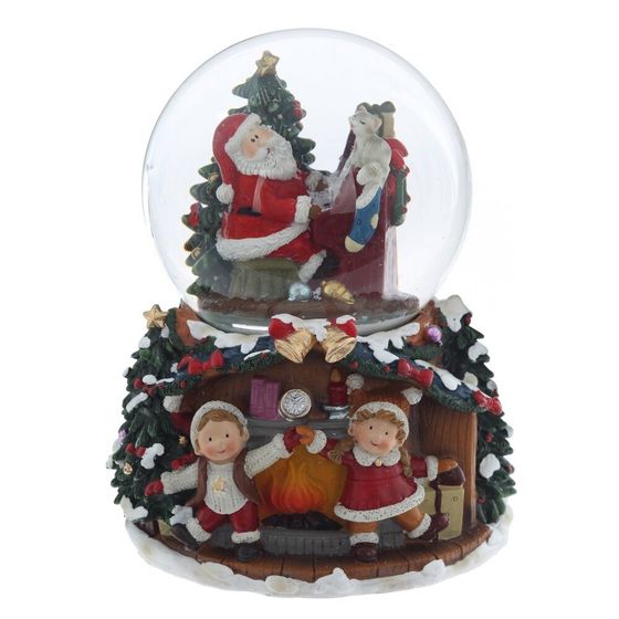 Фигурка декоративная &quot;Дед Мороз&quot; в стекл шаре (муз, вьюга, ААх3,н/п), D 9.5 см, L12 W12 H16 см