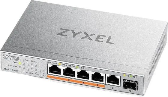 Коммутатор Zyxel XMG-105HP (L2) 5x2.5Гбит/с 1SFP+ 4PoE++ 70W неуправляемый