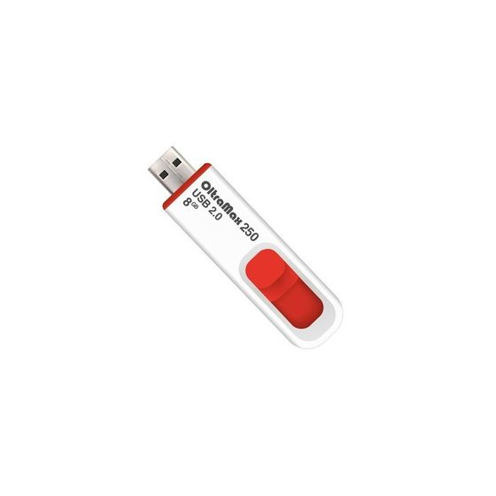 Флешка OltraMax 250, 8 Гб, USB2.0, чт до 15 Мб/с, зап до 8 Мб/с, красная