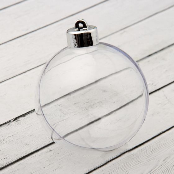 !09 Ёлочный шар заготовка, раздельные части «Шар с съемной пуцкой», диаметр собранного 8 см