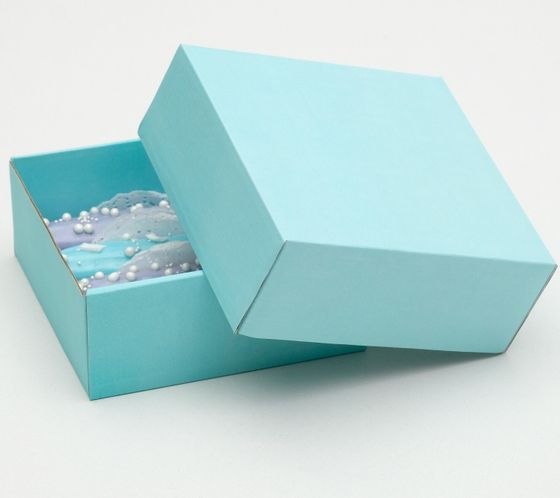 !09 Коробка сборная (набор 5 штук) крышка-дно, голубая, 14,5 х 14,5 х 6 см.