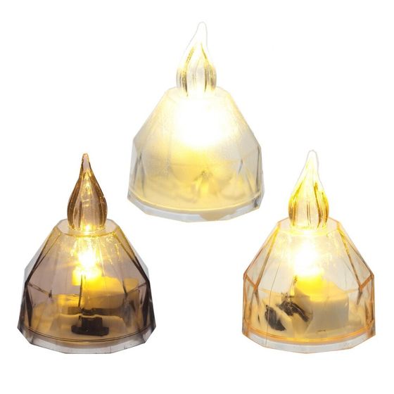 Изделие декоративное &quot;Свеча&quot; (подсветка, 3xLR41) (блок микс 24шт), L3,5 W3,5 H5 см, 3в.