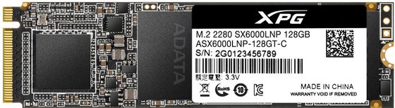 Накопитель SSD 128Gb ADATA PCI-E 3.0 x4 M.2 2280 ASX6000LNP-128GT-C XPG SX6000 Lite