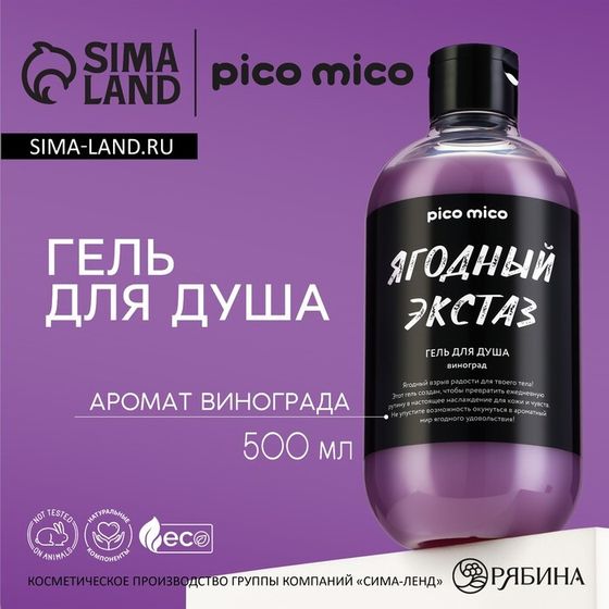 Гель для душа женский «Ягодный экстаз», 500 мл, аромат винограда, PICO MICO