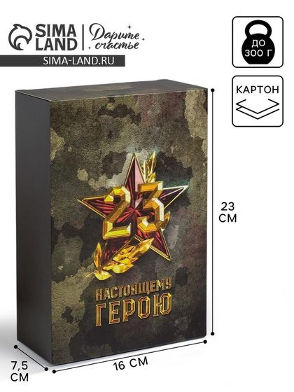 Коробка подарочная складная, упаковка, «С 23 февраля», 16 х 23 х 7.5 см
