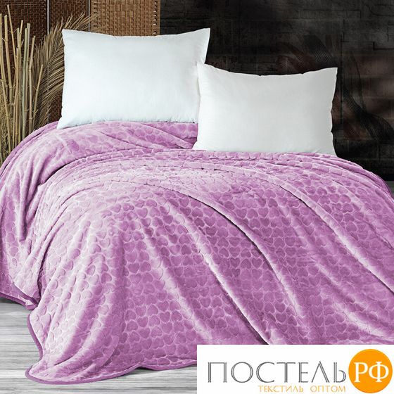 Плед EVLEN Super Soft &quot;СЕРДЦЕ&quot; 180*240 в коробке п/э Р 945 лиловый