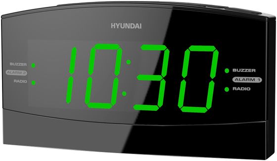 Радиобудильник Hyundai H-RCL238 черный LCD подсв:зеленая часы:цифровые FM