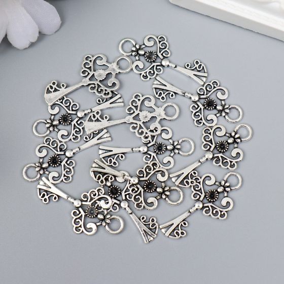 !09 Декор для творчества 10 штук металл "Ключ Узорчатый" серебро 3884M012 3,3х1,8 см