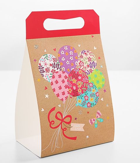 !09 Пакет крафтовый квадратный (набор 2 штуки) «Праздничные шары», 14 × 14 × 9 см.