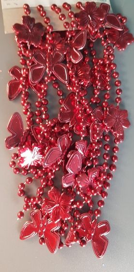 !09 НАБОР 2 ШТУКИ - ЕЛОЧНОЕ УКРАШЕНИЕ - БУСЫ "БАБОЧКИ" 2,7 М., ЦВЕТ КРАСНЫЙ