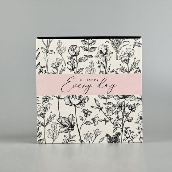 !09 Коробка подарочная (набор 2 штуки) складная «Be happy», 14 х 14 х 8 см.