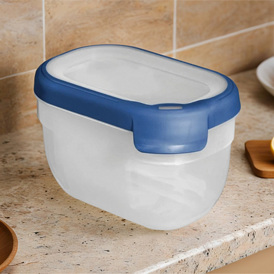 Емкость для морозилки и СВЧ GRAND CHEF 0.75л прямоугольная (синяя крышка)