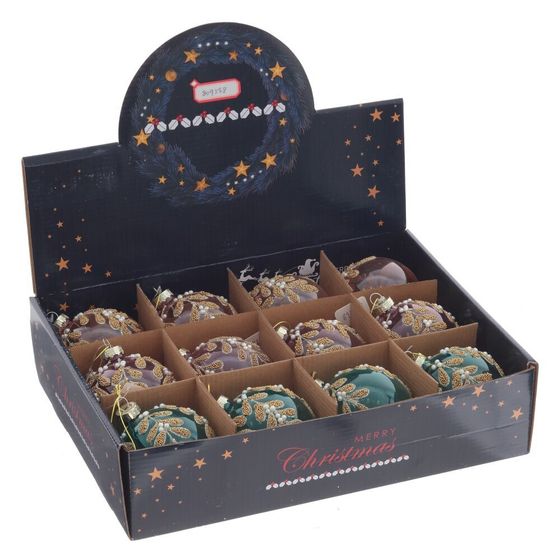 Набор из 12шт Украшение новогоднее &quot;Шар&quot;, D 8 см, L34 W25 H9 см