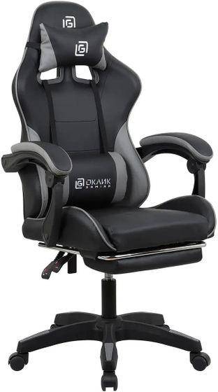 Кресло игровое Oklick Camper искусственная кожа черный/серый