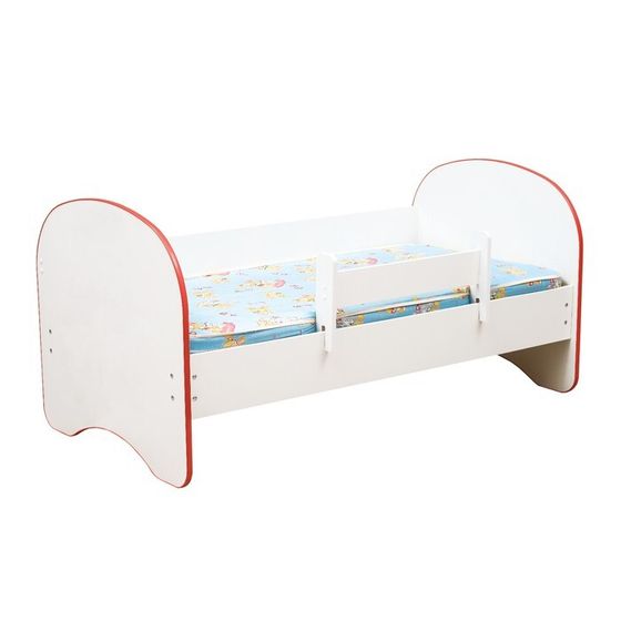 Кровать детская с бортом «Радуга», без ящика, 700х1400 мм, цвет белый / кант красный