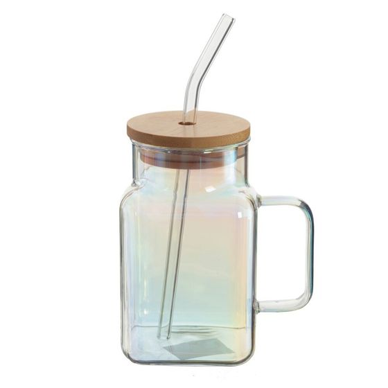 Кружка с крышкой и трубочкой, 650 мл, L11 W8 H13,5 см, 3в.